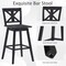 Costway Set of 2 Bar Stools Swivel Pub Height Chairs w/ Rubber Wood Legs White\Black